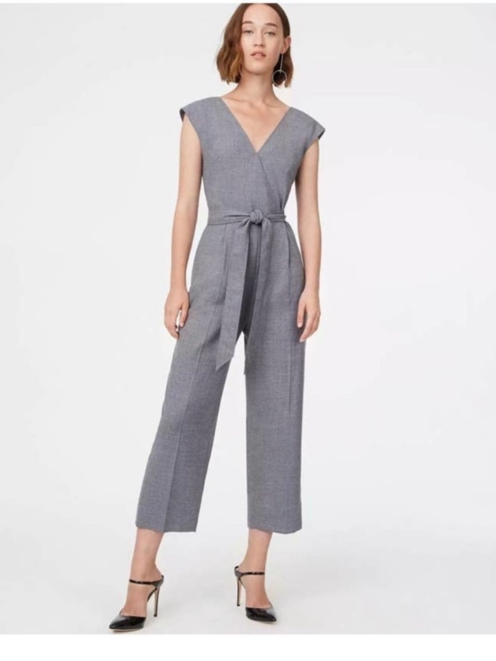 Club Monaco Gray V-Neck Tailored Jumpsuit